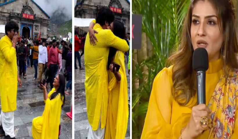 Couple seen being romantic outside Kedarnath Dham, actress Ravin Tandon got angry after seeing action against couple