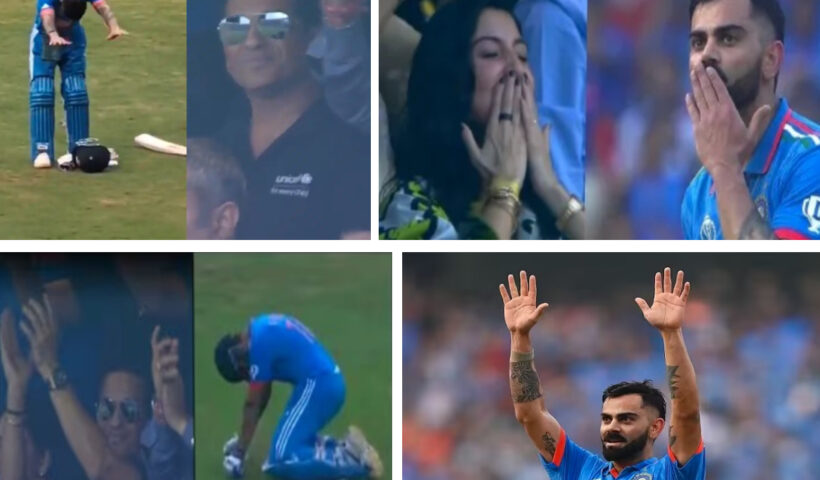 "Virat Bows To Sachin Flying Kiss To Anushka King Kohli Reaction On 50th ODIs Hundred | Virat Kohli: अनुष्का को फ्लाइंग किस और सचिन को सिर झुकाकर सम्मान, देखें शतकों के अर्धशतक" ariaHidden : "false"