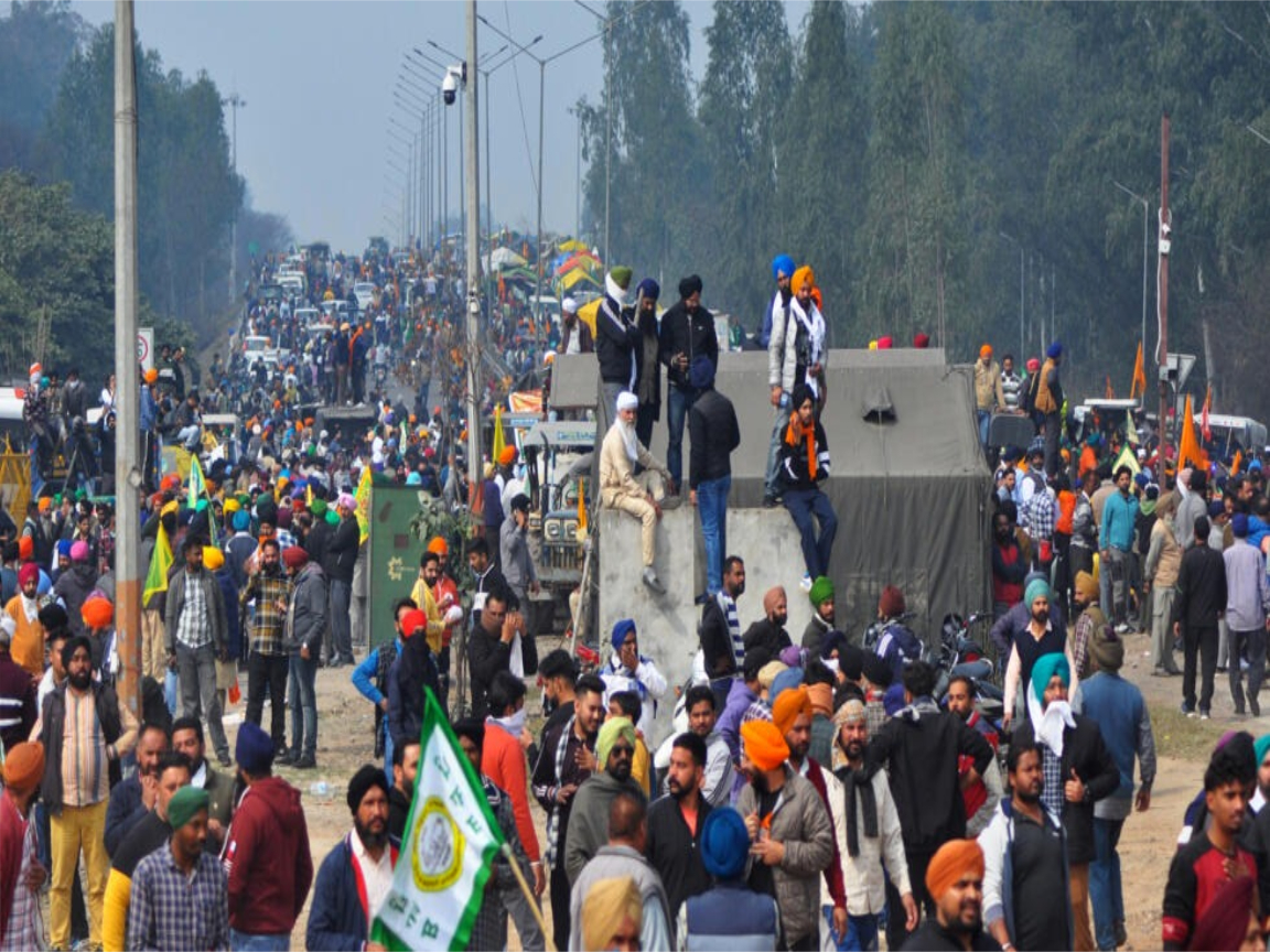 "Indian police use tear gas to halt farmers' protest march to New Delhi"