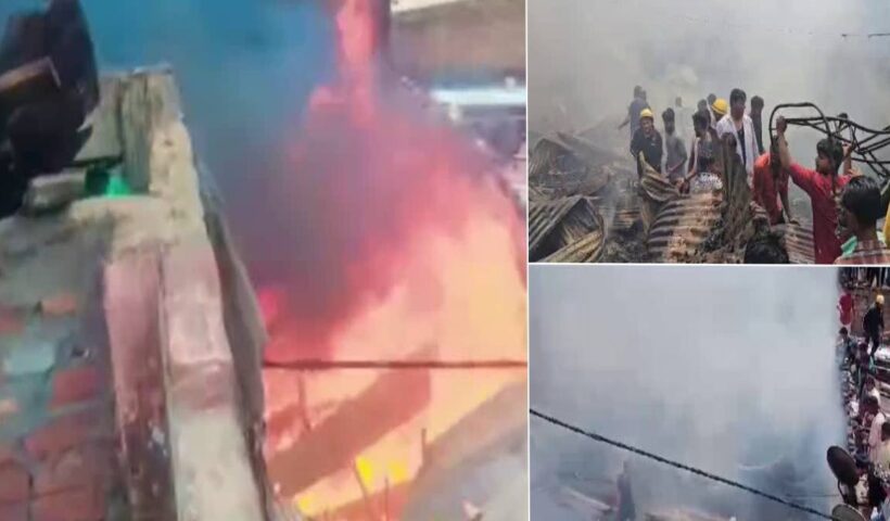 "देहरादून में भीषण अग्निकांड, एक साथ 22 झोपड़ियां जलकर हुई खाक, पांच गैस सिलेंडर भी फटे - massive fire incident in Dehradun"