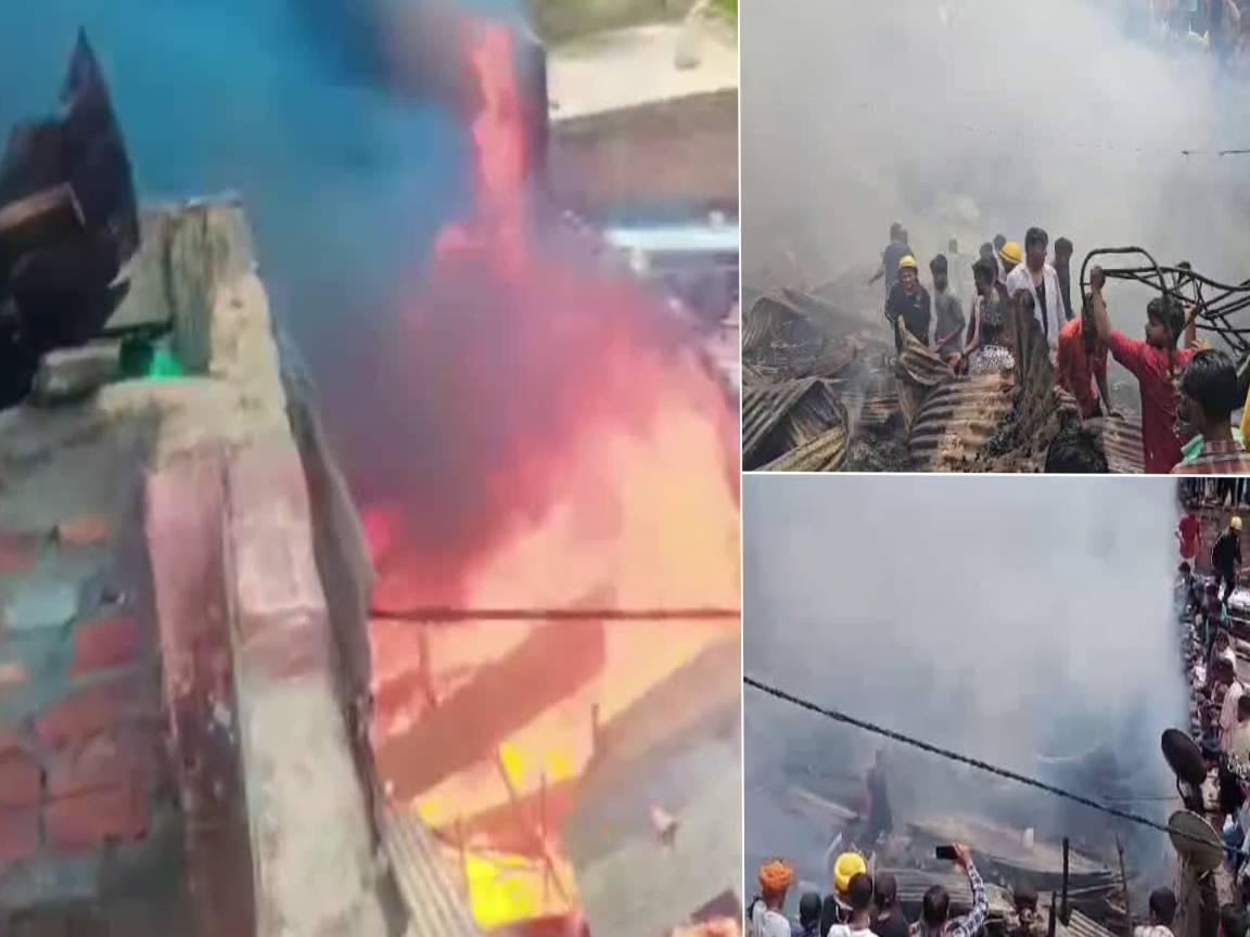 "देहरादून में भीषण अग्निकांड, एक साथ 22 झोपड़ियां जलकर हुई खाक, पांच गैस सिलेंडर भी फटे - massive fire incident in Dehradun"