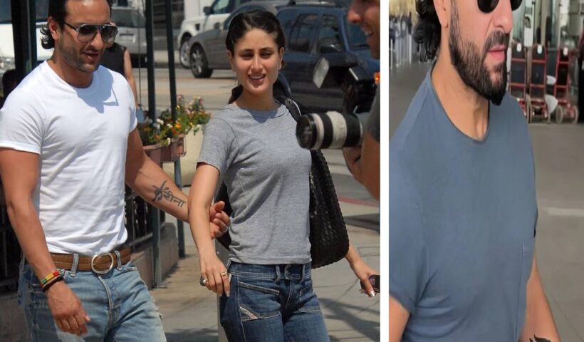 "Saif Ali Khan modifies his famous 'Kareena' tattoo; netizens wonder if everything is okay between the couple"