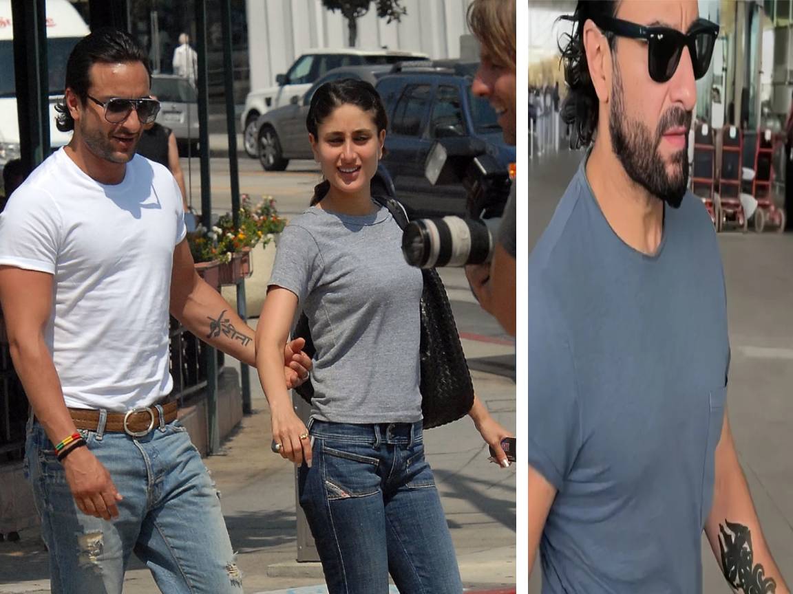 "Saif Ali Khan modifies his famous 'Kareena' tattoo; netizens wonder if everything is okay between the couple"