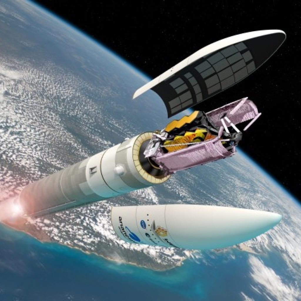 Artist s view of Webb on an Ariane 5 rocket 600