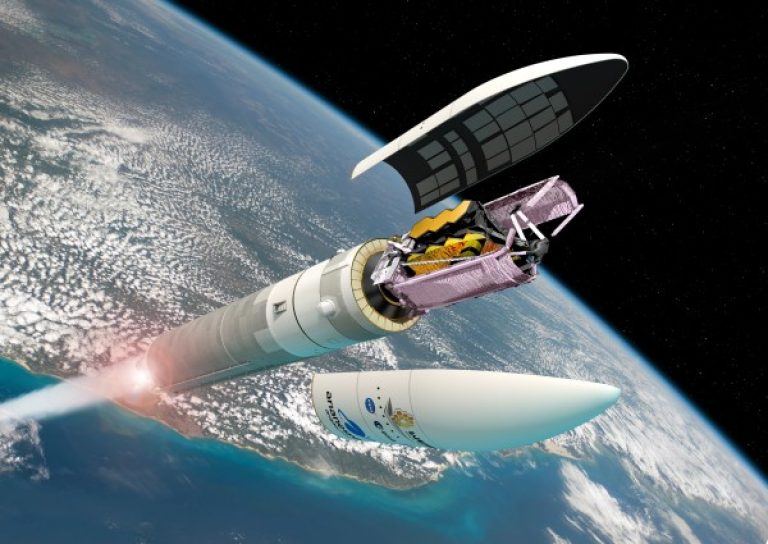 Artist s view of Webb on an Ariane 5 rocket 600